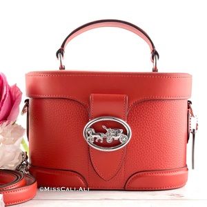 NWT COACH ❤️ Georgie Gem Red Pebble Leather Top Handle Crossbody Bag